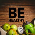 healthy message with wooden background